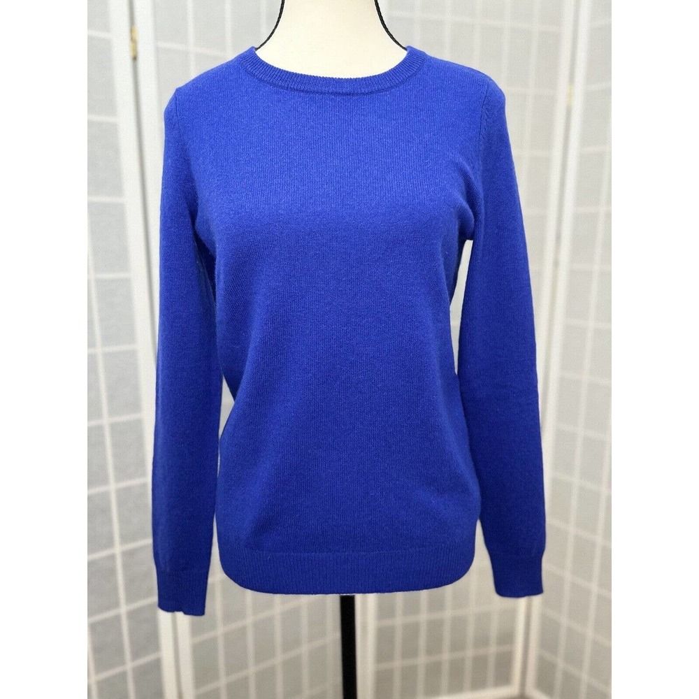 $188 C by Bloomingdale's Blue Cashmere Crewneck Women’s Sweater Size Small